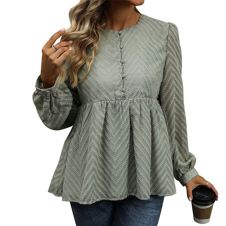 Damen Bluse mit Rüschendetails und elegantem Zickzackmuster Drune
