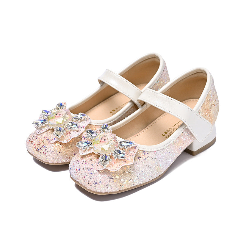 Mädchen Mary Jane Glitzer Ballerinas mit Blumenverzierung Drune
