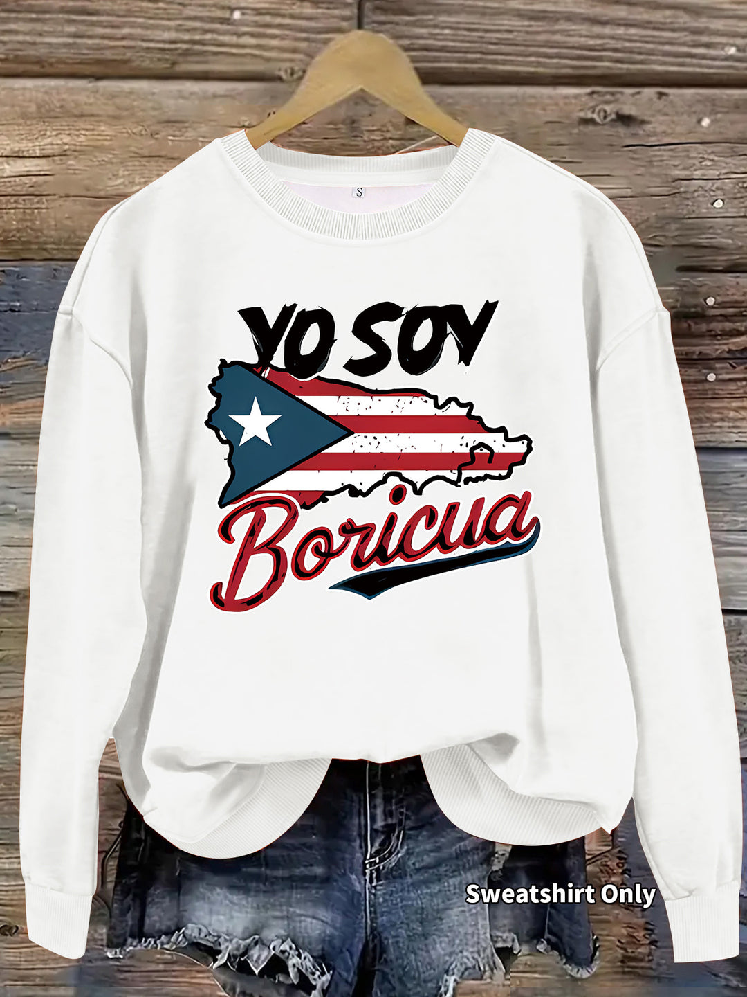 Damen Sweatshirt mit kreativem Puerto Rico Design und lässigem Schnitt Drune