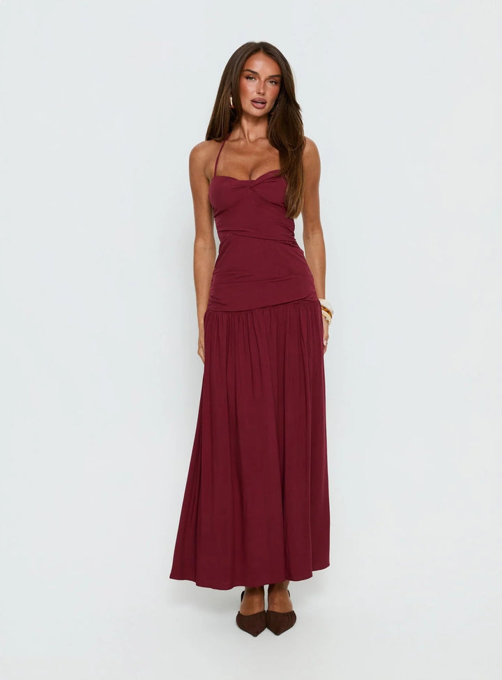 Damen Maxikleid mit Punktedesign und asymmetrischem Schnitt Drune
