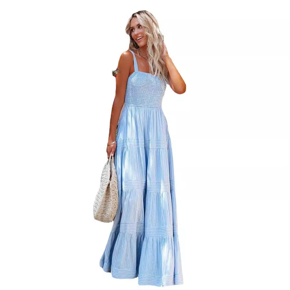 Damen Maxikleid mit leichtem Rüschenstil und elastischem Bustier Drune