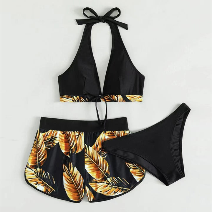Damen Bikini-Top mit abnehmbaren Trägern und modischen Shorts Drune