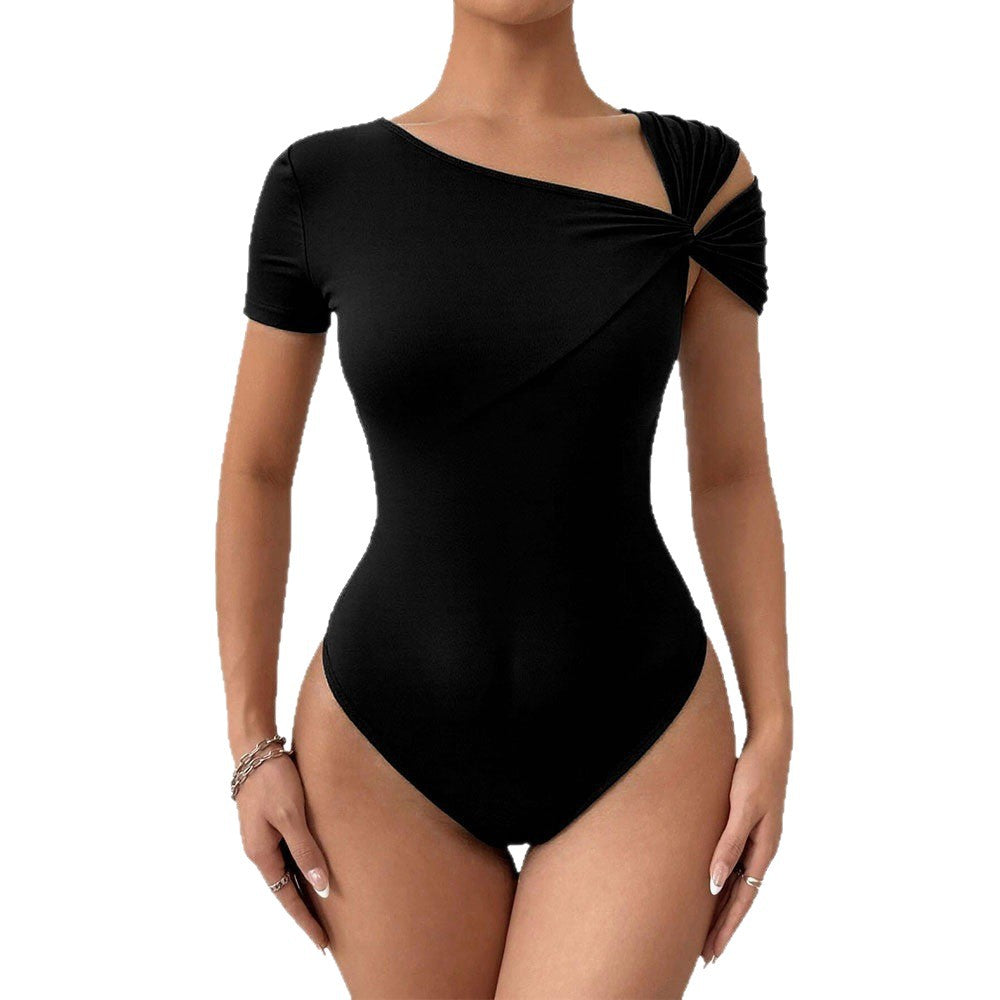 Damen Body mit asymmetrischem Schnitt und Drapierung Drune