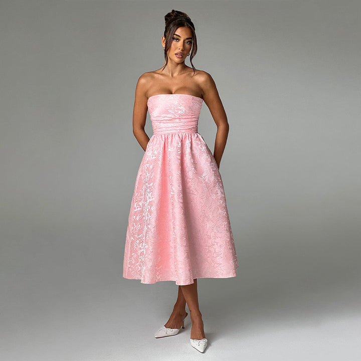 Damen Ballkleid mit schulterfreiem Design und fließendem Rock Drune
