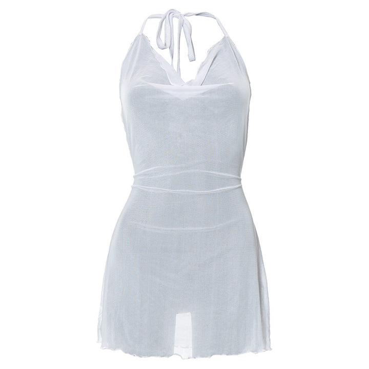 Damen luftiges Chiffonkleid mit femininem Ausschnitt und feinen Rüschen Drune