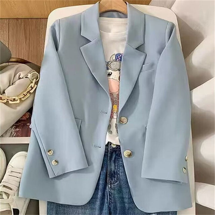 Damen Modischer Blazer mit strukturiertem Stoff und eleganten Knopfdetails Drune