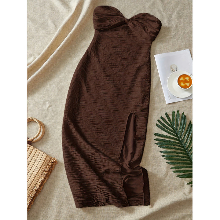 Damen Maxikleid mit gerafftem Design und seitlichem Schlitz Drune