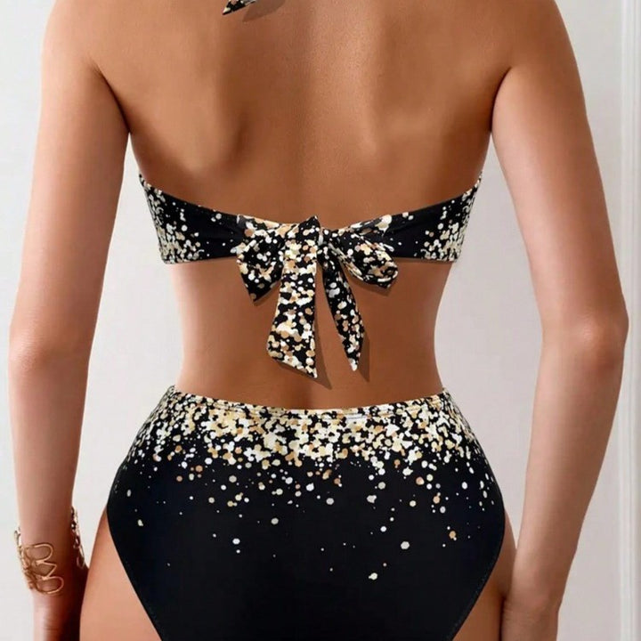 Damen Hochtailliertes Bikiniset mit verspieltem Knoten und schimmernden Akzenten Drune