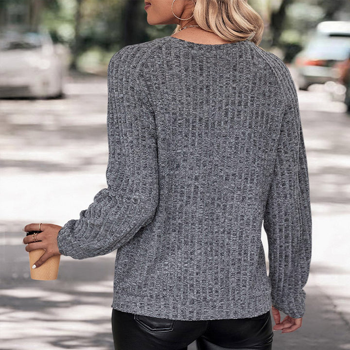 Damen lässiger Strickpullover mit modischer Struktur Drune