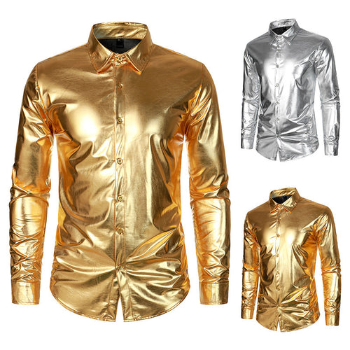 Herren Elegantes und glänzendes Langarmhemd mit innovativer Textur Drune