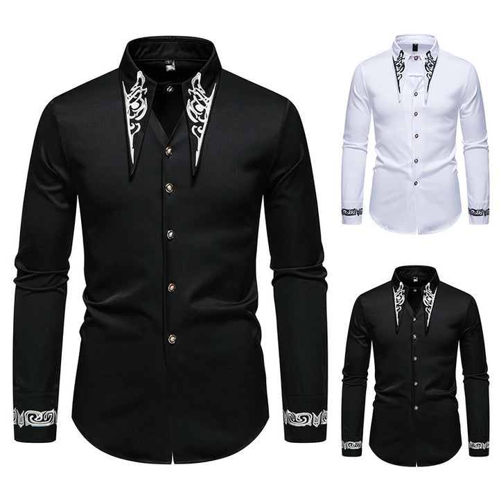 Herren modisches Hemd mit kreativem Kragen-Design Drune