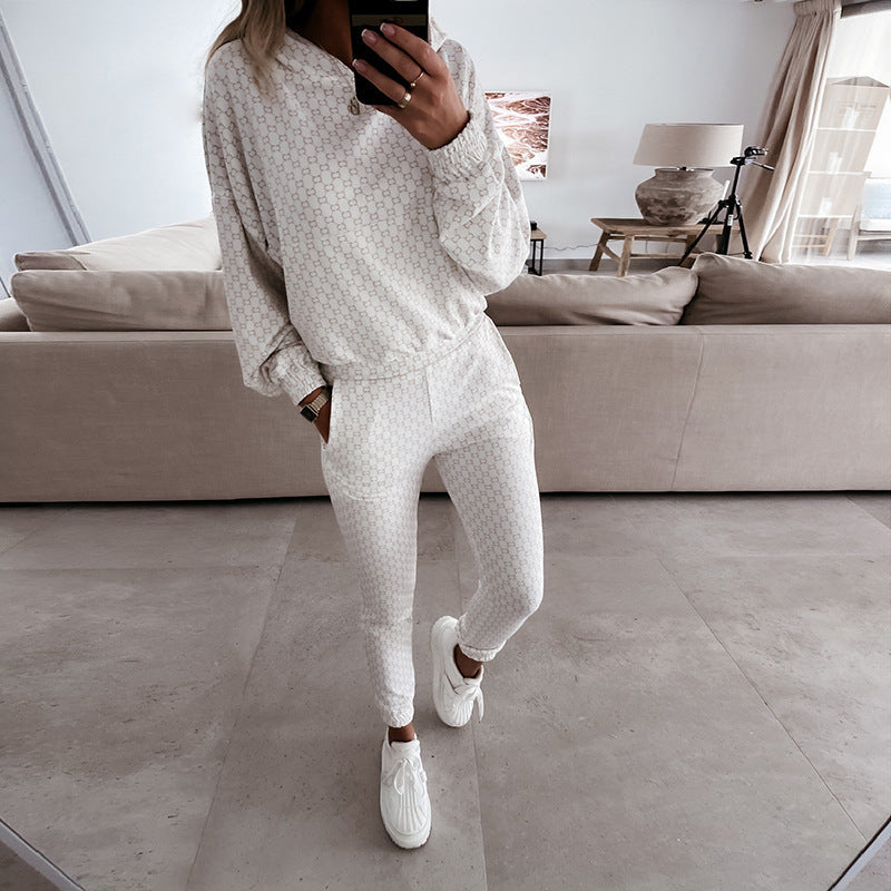 Damen bequemes Lounge-Set mit Kapuze und elastischer Hose Drune