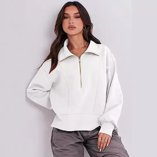 Damen sportlicher Fleece-Pullover mit Reißverschluss und lässigem Schnitt Drune