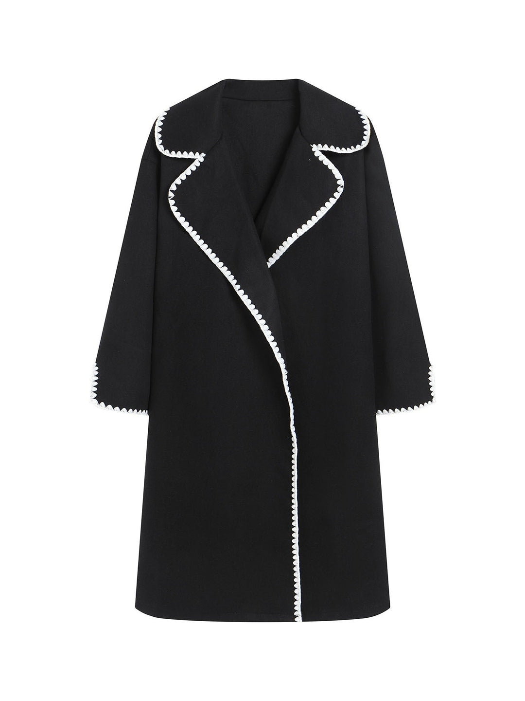Drune | Damen Windbreaker Jacke – Wolle – Übergrößenpassform – Breiter Kragen – Schalenstickerei