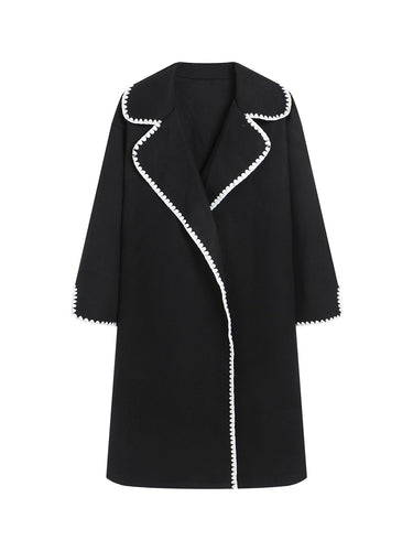 Drune | Damen Windbreaker Jacke – Wolle – Übergrößenpassform – Breiter Kragen – Schalenstickerei