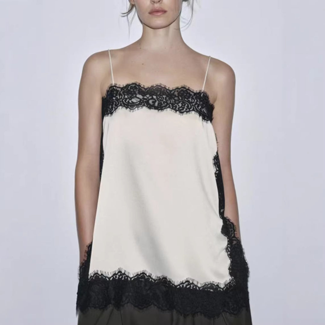 Damen Spitzentop mit zartem Saum Drune