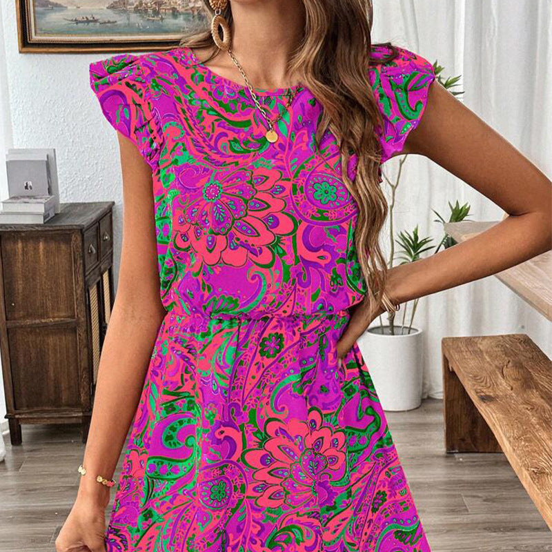Damen Minikleid mit Rüschendetails und floralen Mustern Drune