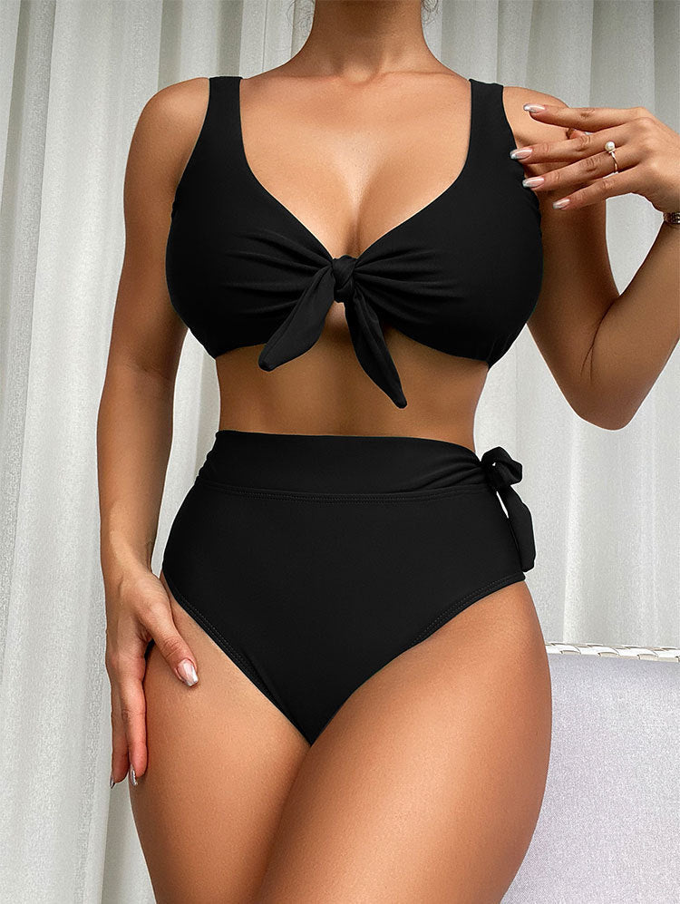 Damen Hochtaillierter Bikini mit bindbarem Crop-Top Drune