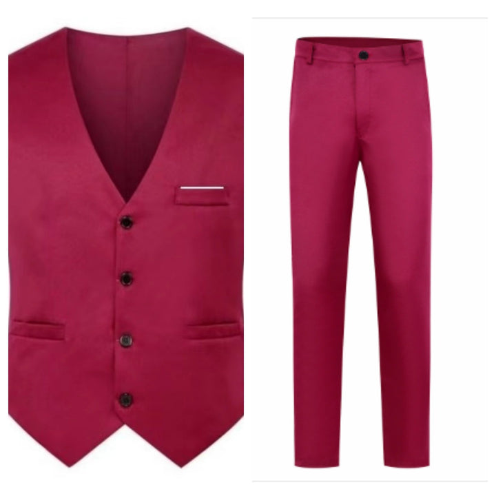 Herren nan elegante Satinweste mit V-Ausschnitt und schmal geschnittene Anzughose Drune