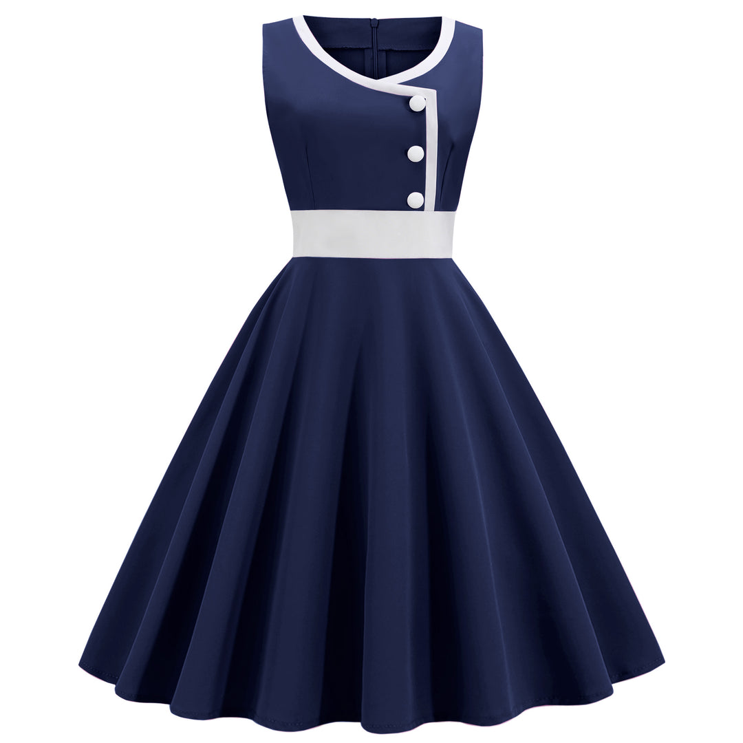 Damen Swingkleid mit hochwertigem A-Linien Schnitt und eleganten Knopfdetails Drune