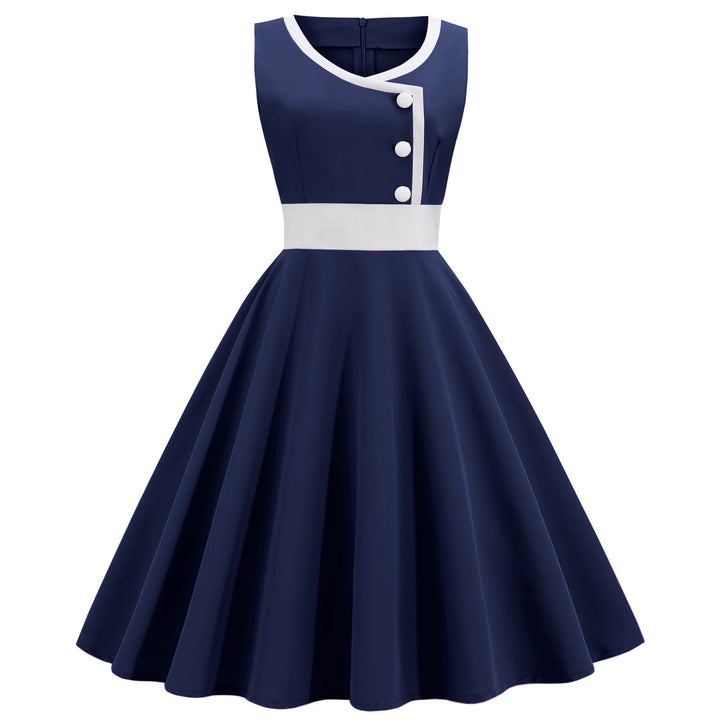 Damen Swingkleid mit hochwertigem A-Linien Schnitt und eleganten Knopfdetails Drune