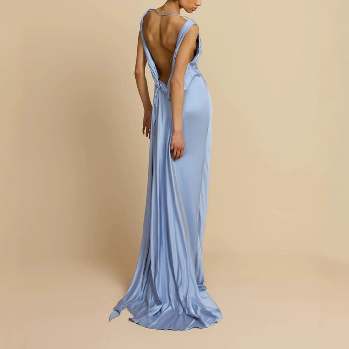 Damen Elegantes Maxikleid mit drapierten Details Drune
