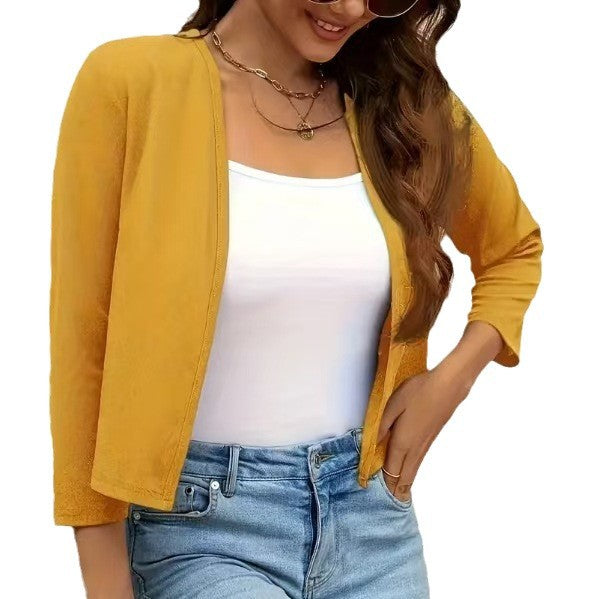 Damen Luftiger Cardigan mit offenem Frontdesign und ¾-Ärmeln Drune
