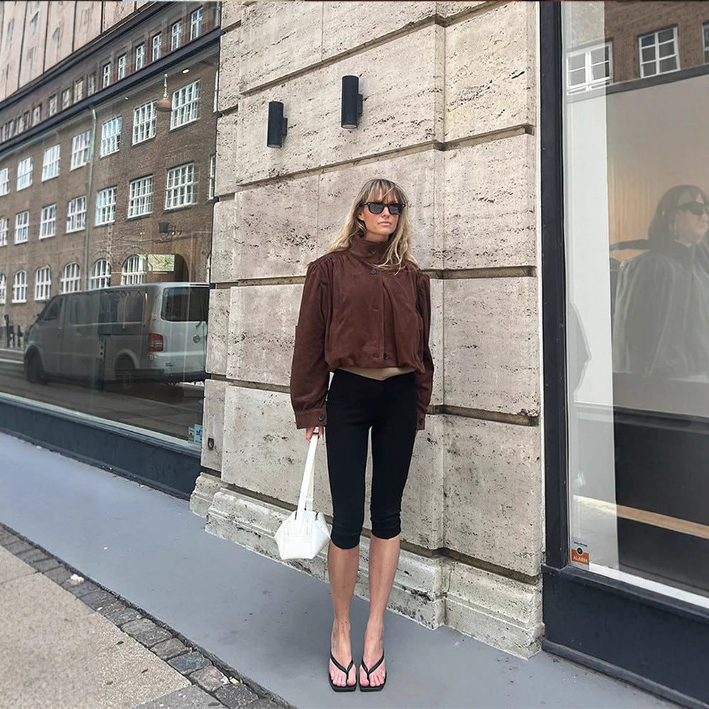 Damen Oversized Wildlederjacke mit voluminösen Ärmeln Drune