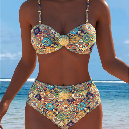 Damen Bikini-Set mit elegantem Balconette-Oberteil und hoch geschnittenen Badeshorts Drune