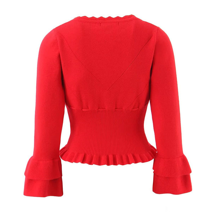Damen Strickjacke mit Rüschendetails und tailliertem Schnitt Drune