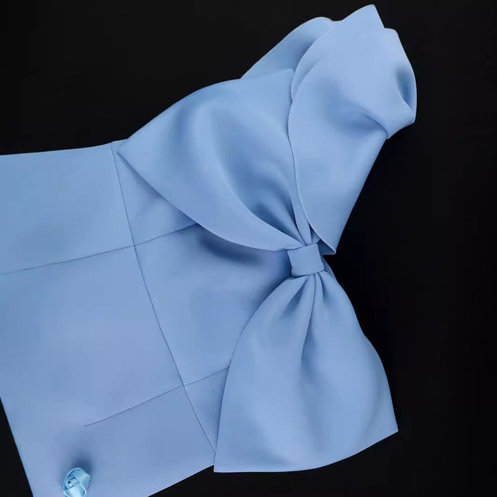 Damen figurbetontes Cocktailkleid mit voluminösem Schleifendesign Drune