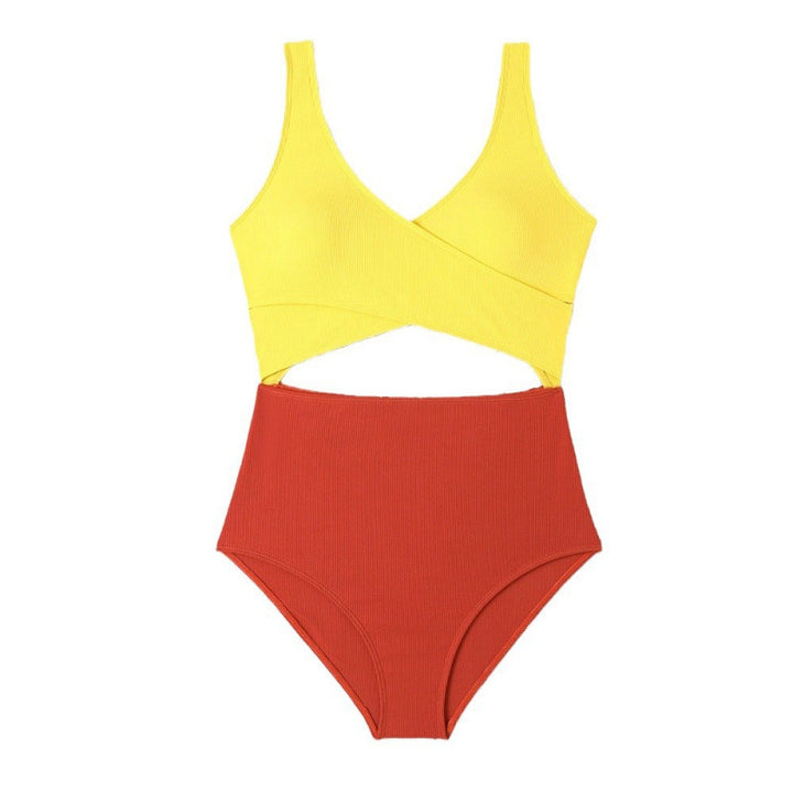 Damen Cut-Out Badeanzug mit hohem Bund und Wickeldesign Drune