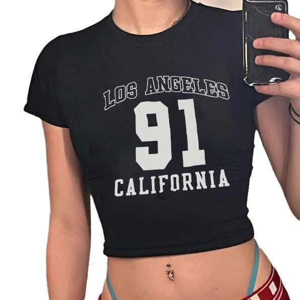 Damen Crop-T-Shirt mit sportlichem Los Angeles Design Drune