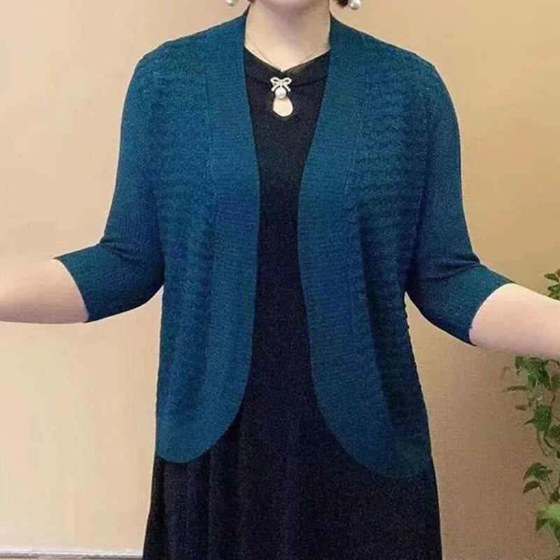 Damen Strickjacke mit 3/4-Ärmeln und strukturiertem Muster Drune
