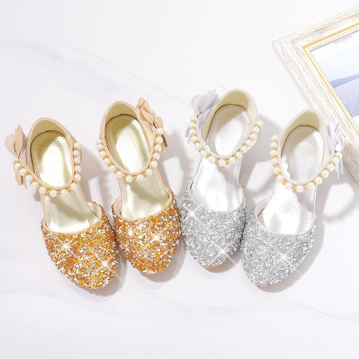 Damen Elegante und funkelnde Mittelabsatzschuhe mit Perlen- und Schleifendetails Drune