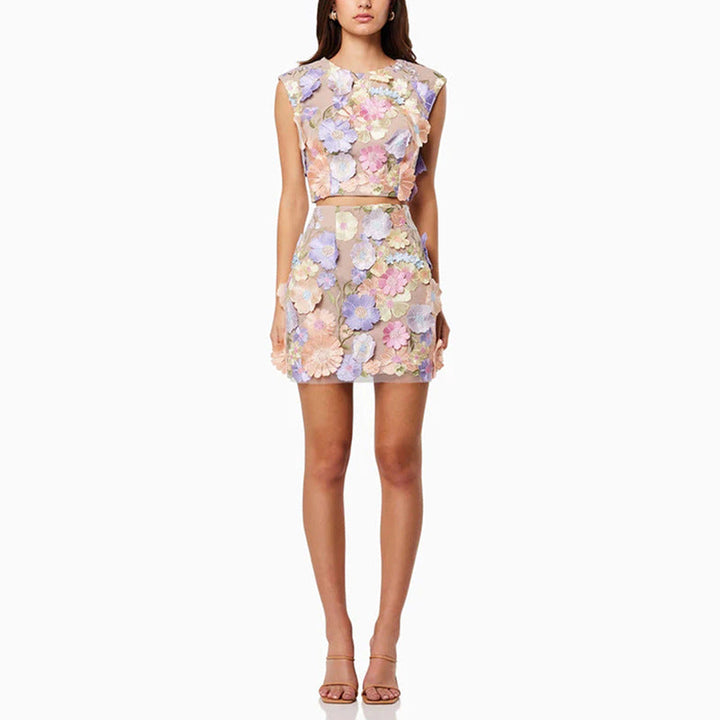 Drune | Ärmelloses Crop Top Bodycon Rock Zweiteiliges Set