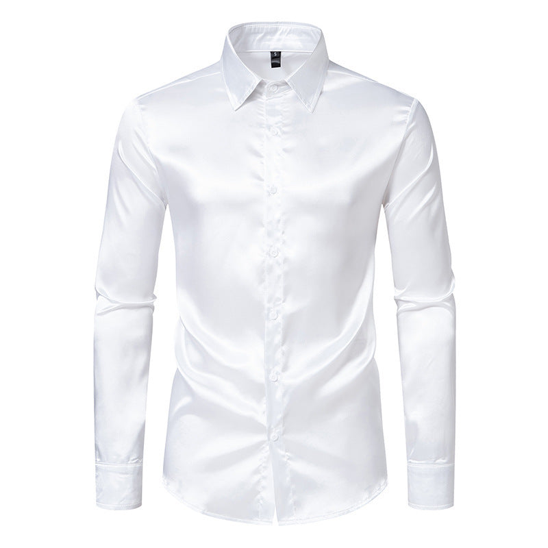 Herren Elegantes und glänzendes Langarmhemd mit innovativer Textur Drune