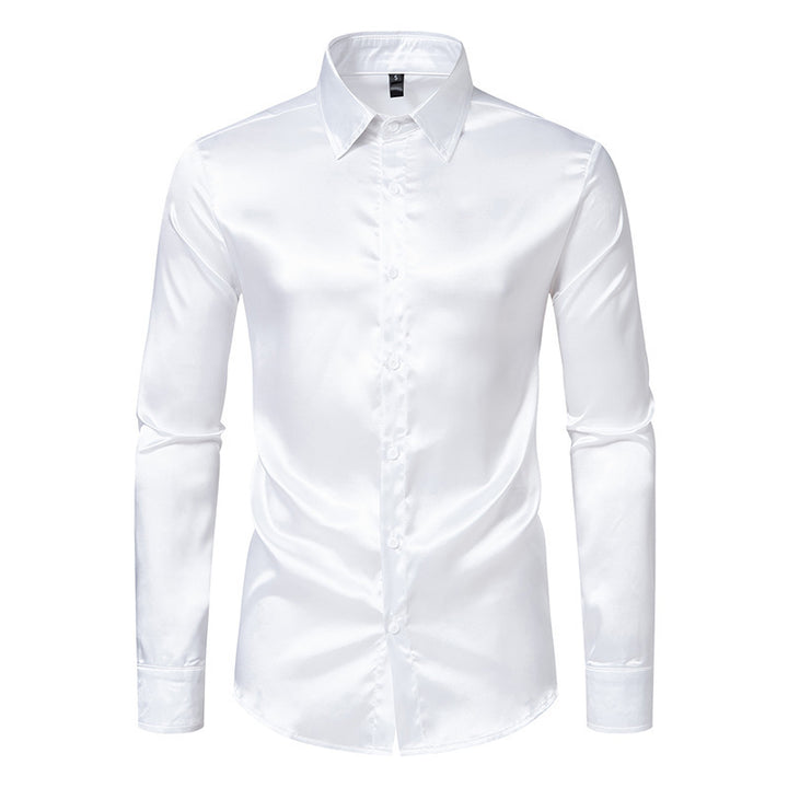 Herren Elegantes und glänzendes Langarmhemd mit innovativer Textur Drune
