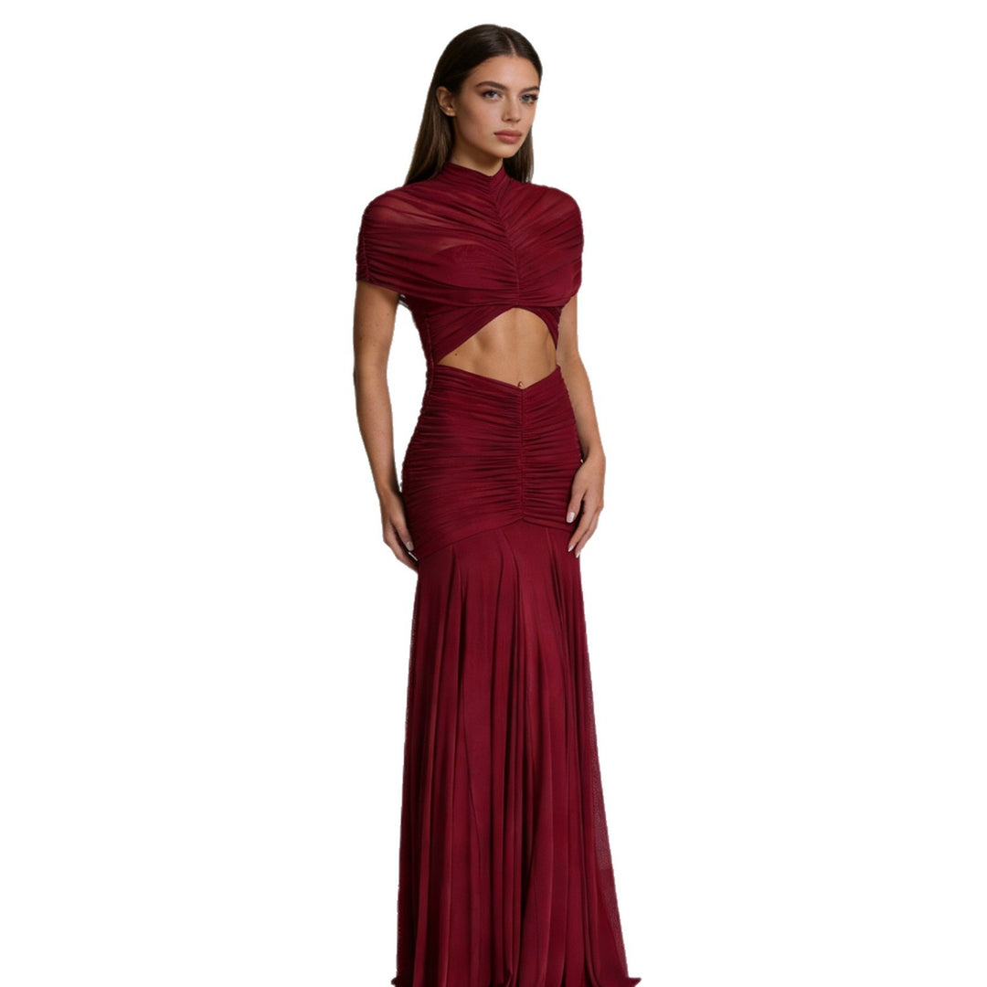 Damen Figuriertes Abendkleid mit raffiniertem Cut-Out-Design und drapiertem Oberteil Drune