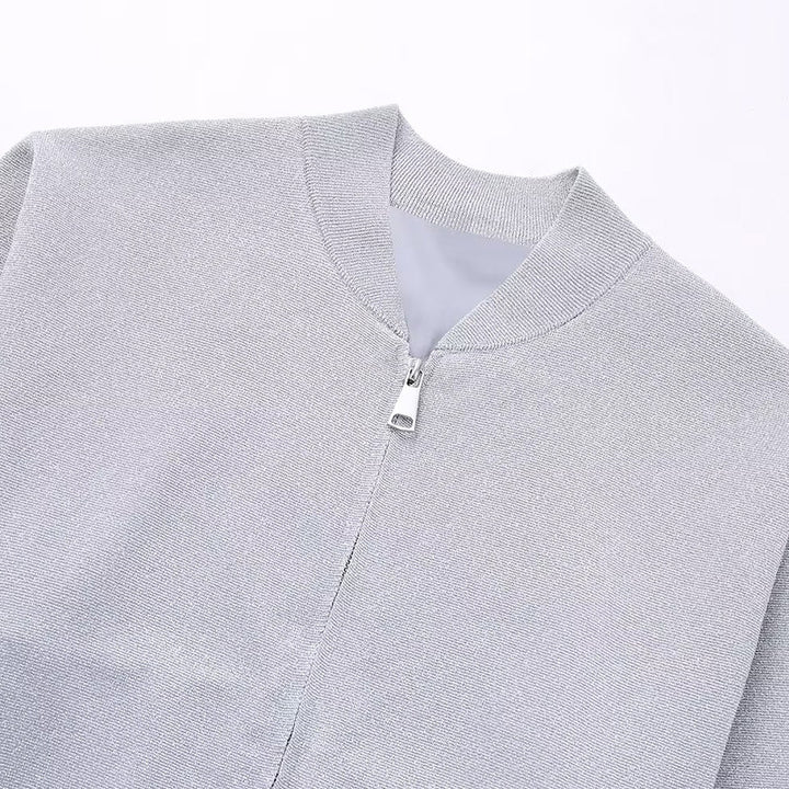 Damen Sportliche Bomberjacke mit glitzerndem Obermaterial und praktischen Taschen Drune