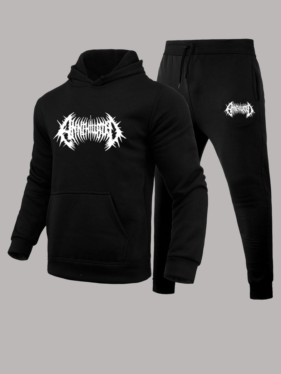 Herren Kapuzenpullover und Jogginghose Set mit auffälligem Grafikdesign Drune