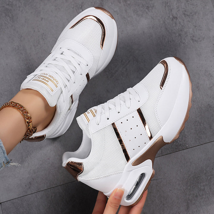 Damen nan sportlicher Plateausneaker mit Luftkissen-Zwischensohle und metallic-Applikationen Drune