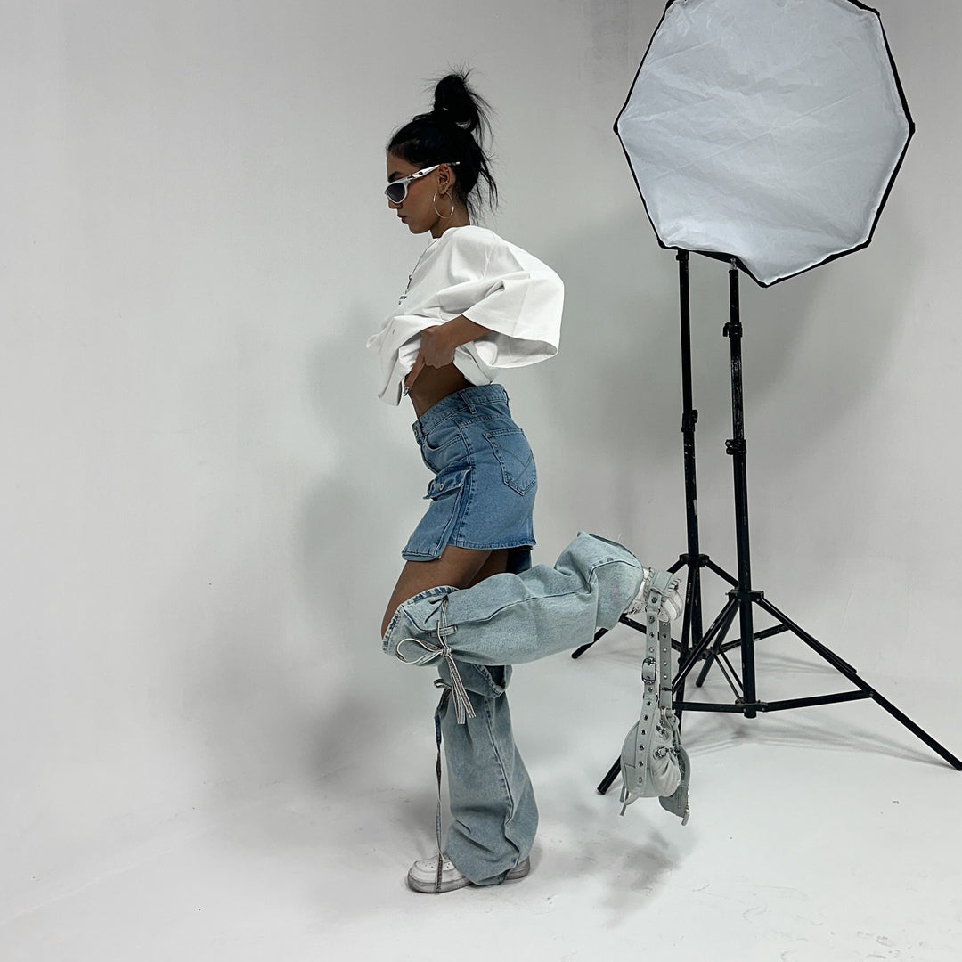 Damen Denimrock mit praktischen Taschen und verstellbarem Bund Drune