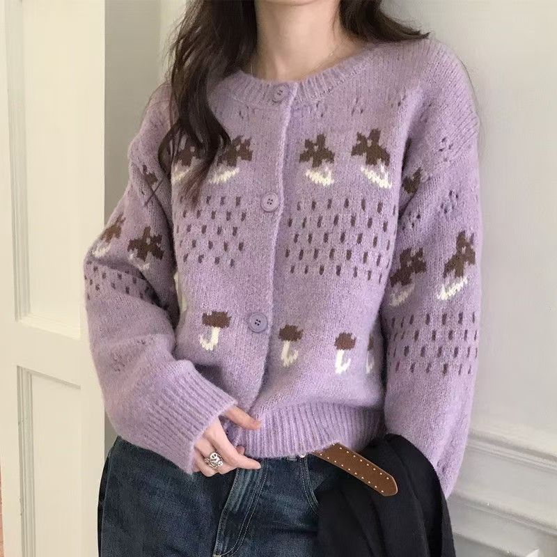 Damen Strickjacke mit verspieltem Tiermotiv und Knopfverschluss Drune