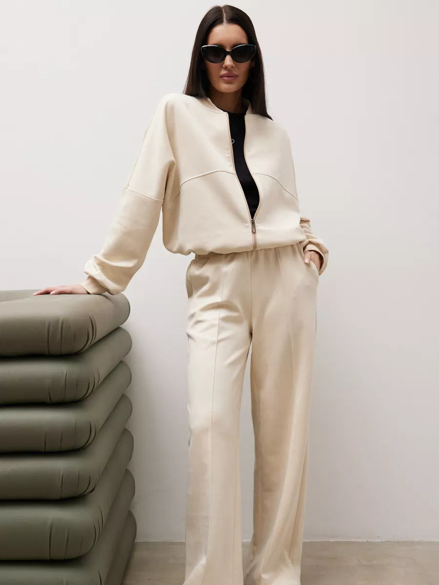 Damen Elegantes und lässiges Lounge-Set mit hohem Kragen und weitem Bein Drune