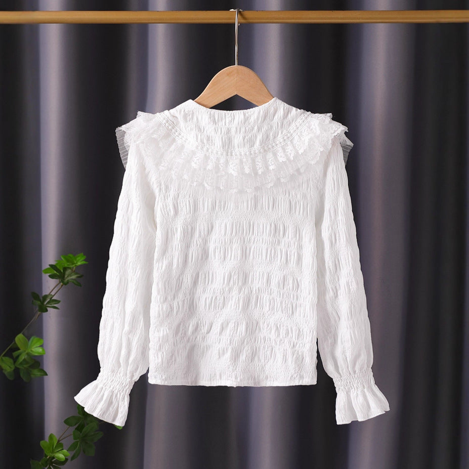 Damen Bluse mit voluminösem Rüschenkragen Drune
