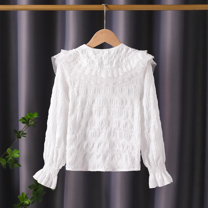 Damen Bluse mit voluminösem Rüschenkragen Drune