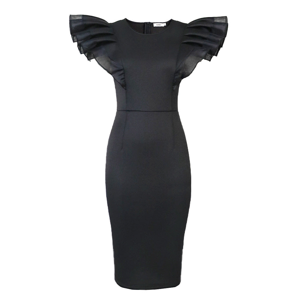 Damen Elegantes Kleid mit Rüschendetails und figurbetonter Silhouette Drune