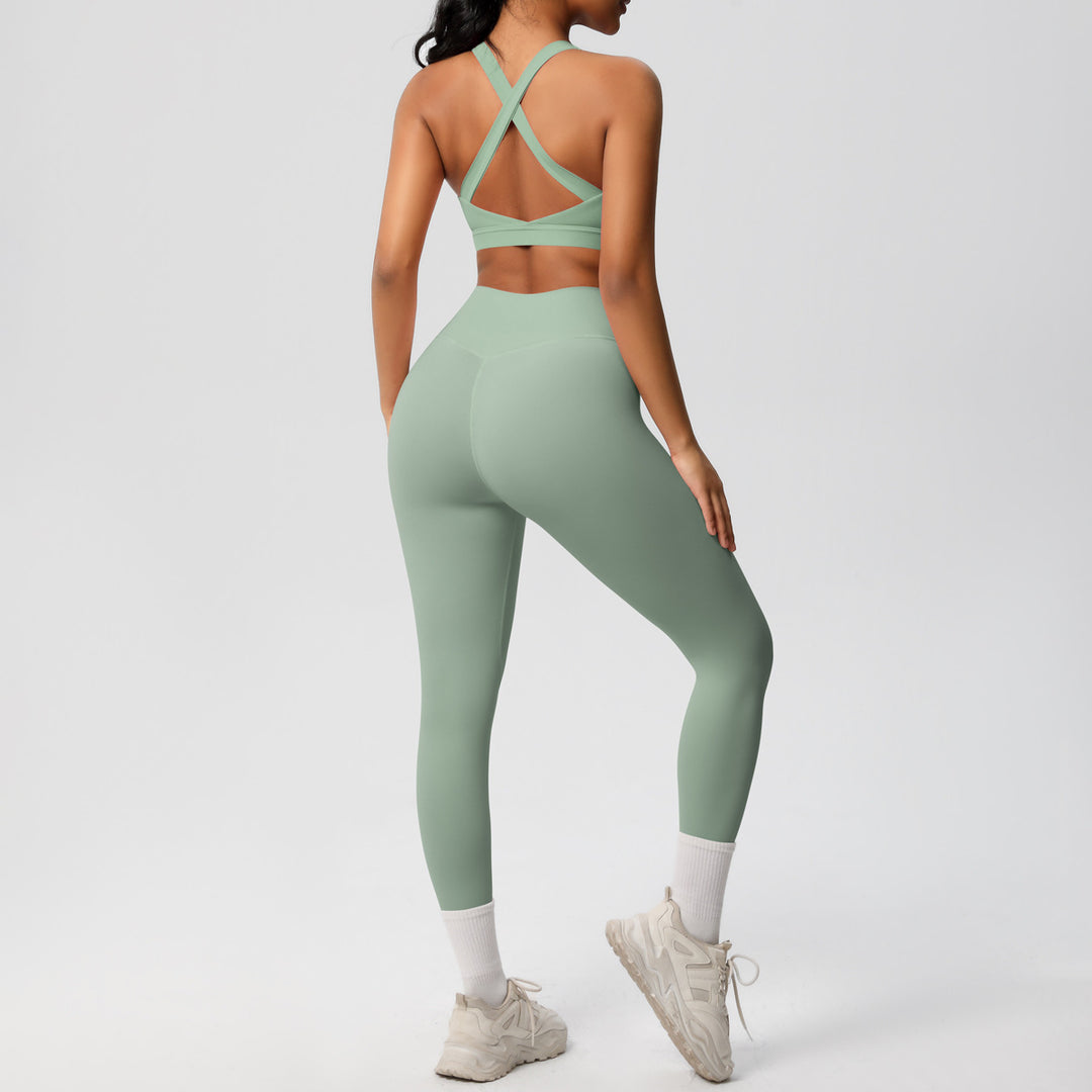 Damen Sport-BH und hochleistungs Leggings Set mit atmungsaktivem Design Drune