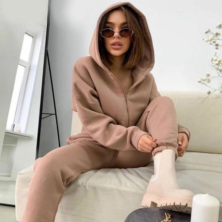 Damen modisches Freizeit-Loungewear-Set mit Kapuze und weitem Schnitt Drune